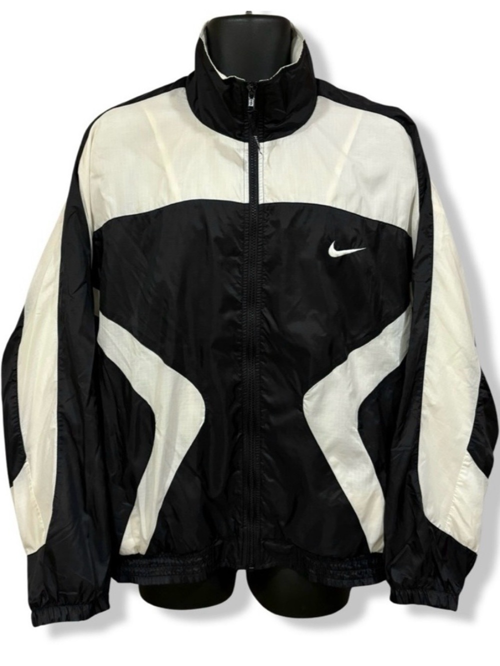 Nike Black and White Men's Large Zip Up Track Jacket